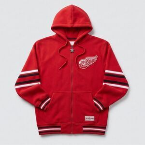 NWT GAME 7 NHL Detroit Red Wings Mens Zip Up Fleece Hoodie Sweatshirt XXL Red
